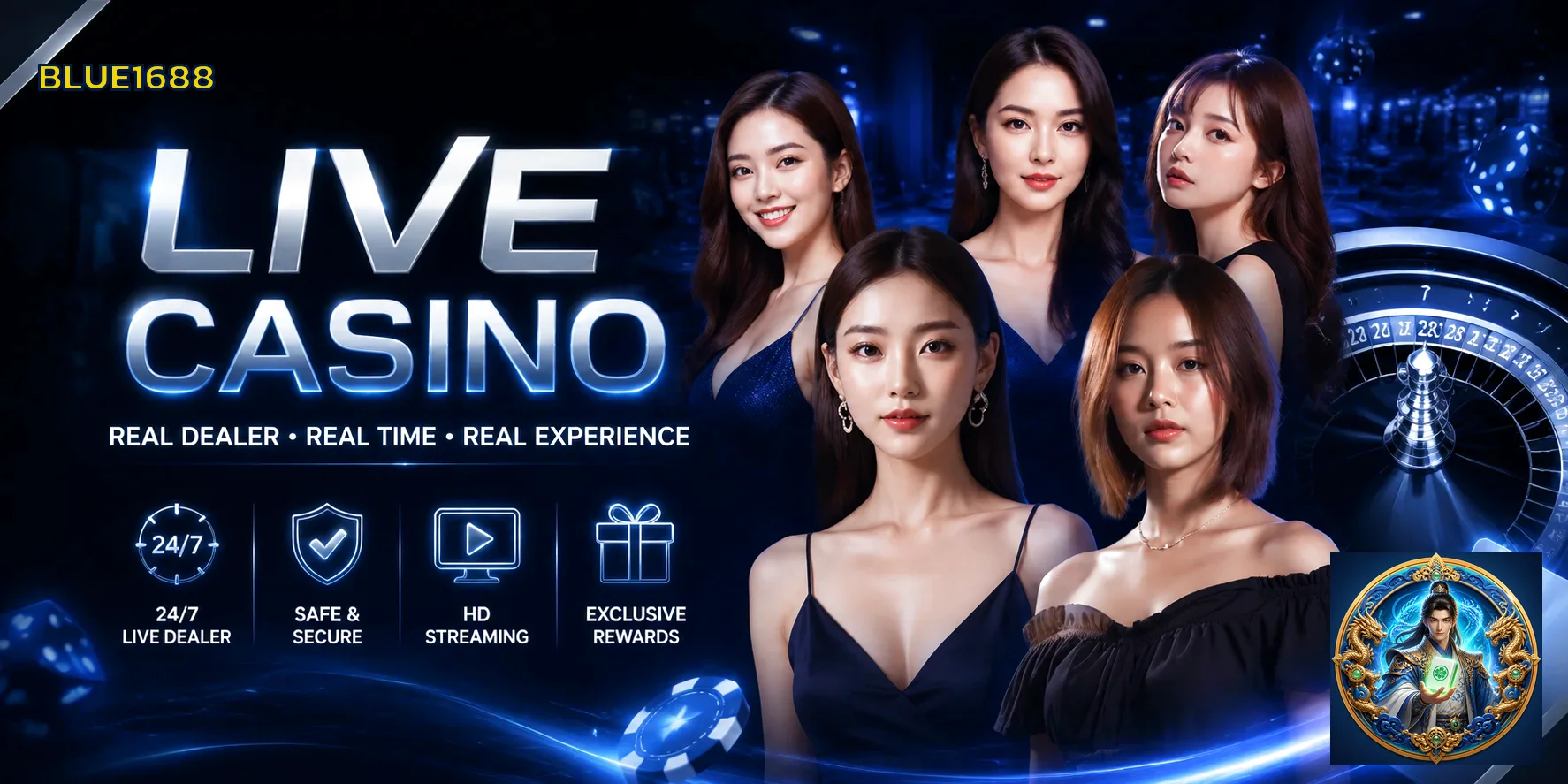 ภาพ BLUE1688 คาสิโนสดพร้อมมาสคอต Mahjong Ways